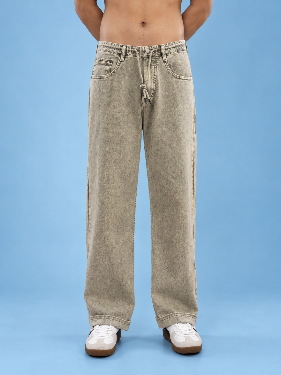 Grey Drawstring Denim — Ash Grey