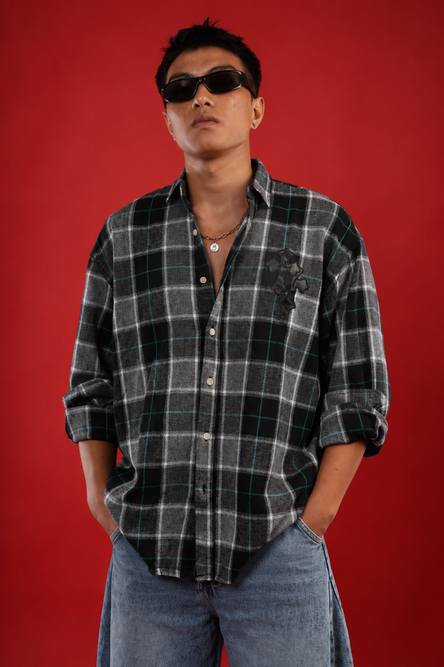 Monochrome Check Shirt — Black & Grey