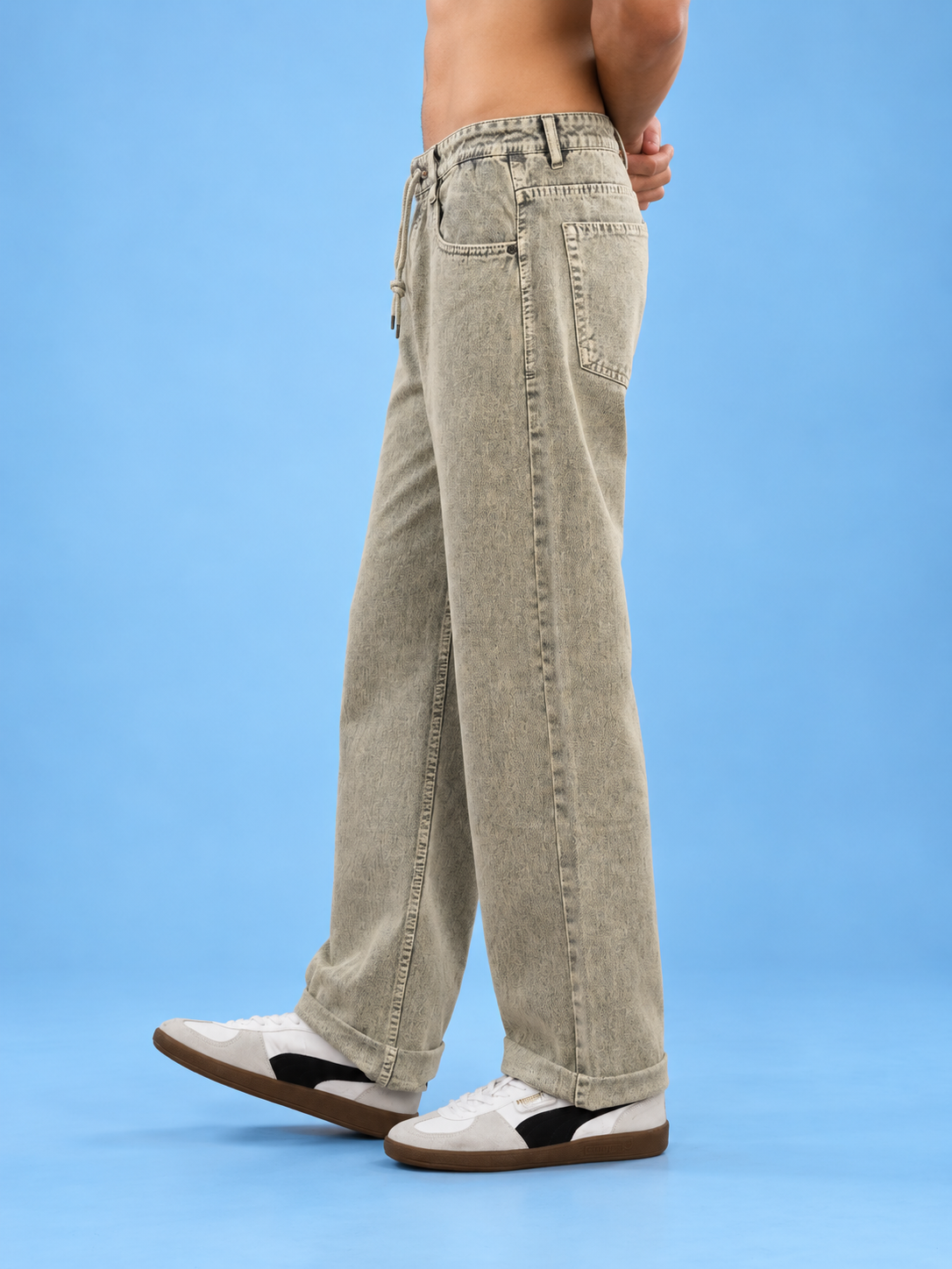 Grey Drawstring Denim — Ash Grey