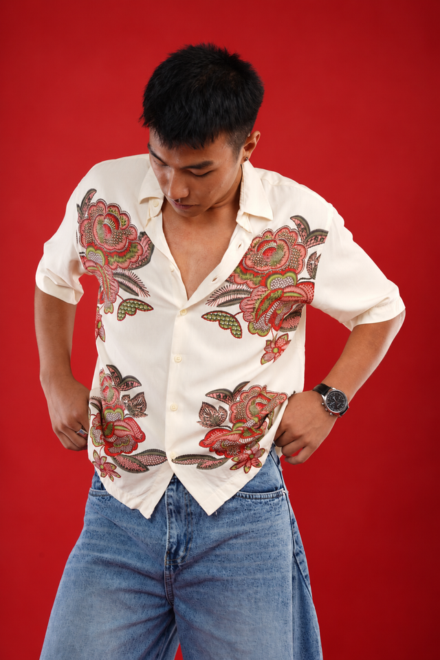 Premium Floral Shirt — Beige