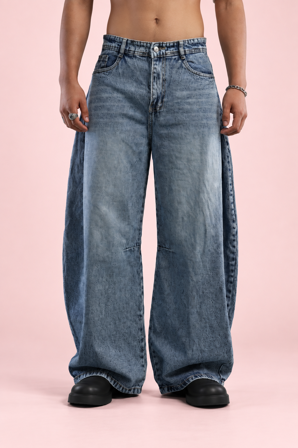 Oversized Barrel Fit Jeans – Classic Blue Wash