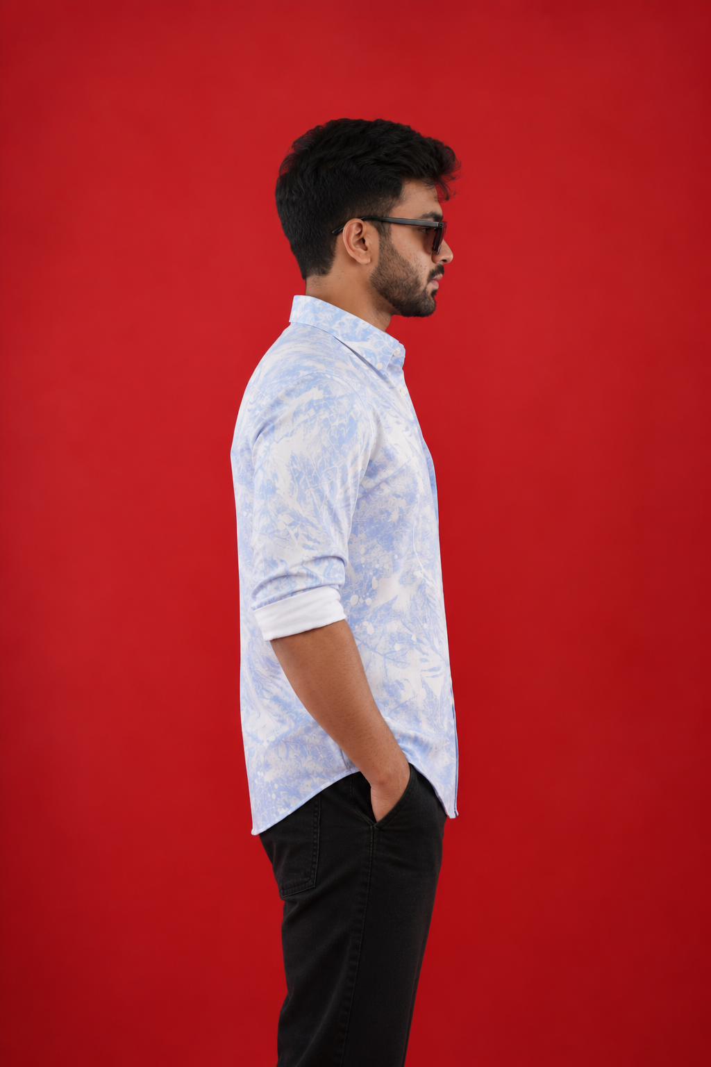 Textured Blue Shirt — Sky Blue