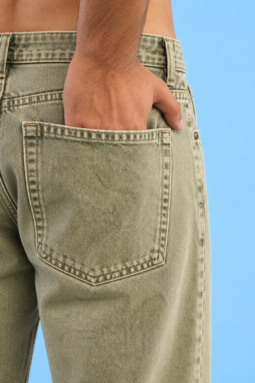 Olive Drawstring Denim — Olive Green