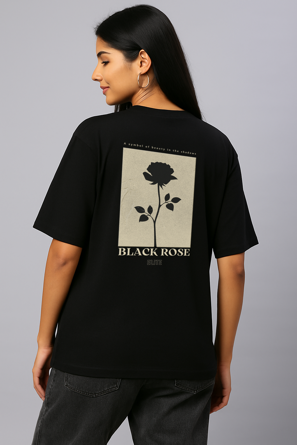 Black Rose Oversized T-shirt | 240 GSM