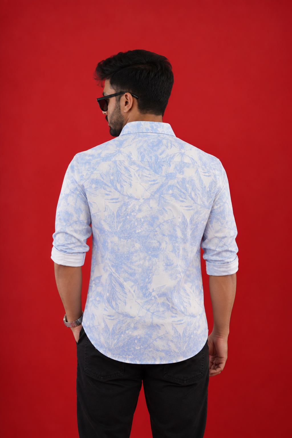 Textured Blue Shirt — Sky Blue