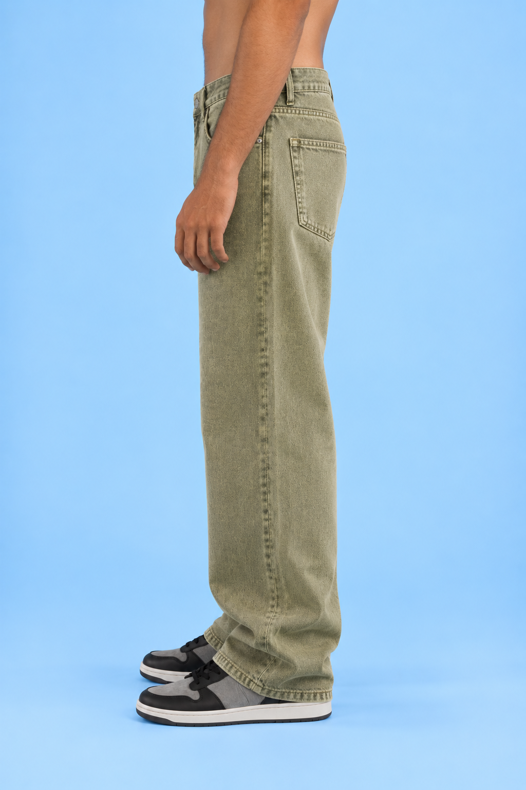 Olive Drawstring Denim — Olive Green