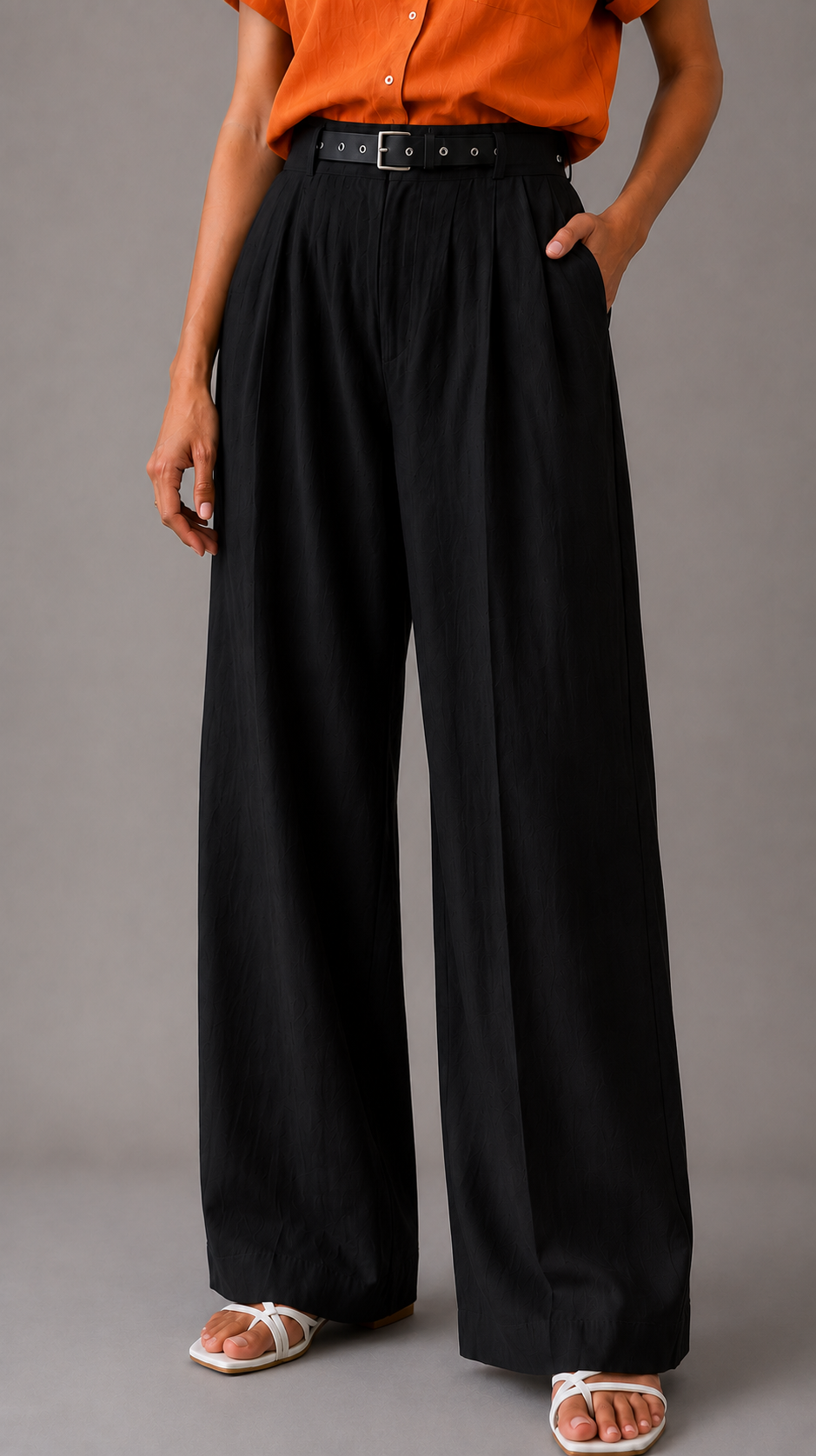 Belted Trouser For Women — Black