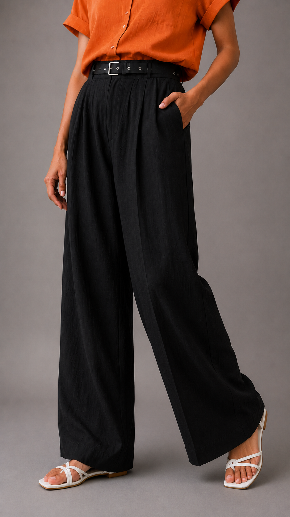 Belted Trouser For Women — Black