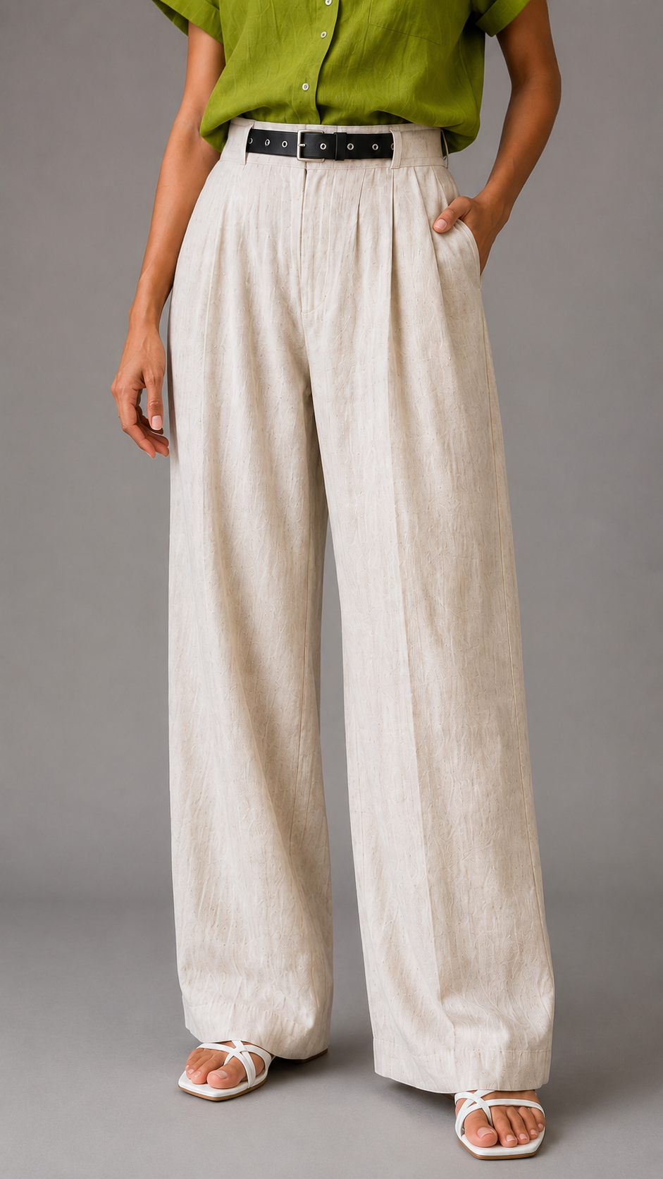 Belted Trouser For Women — Off White