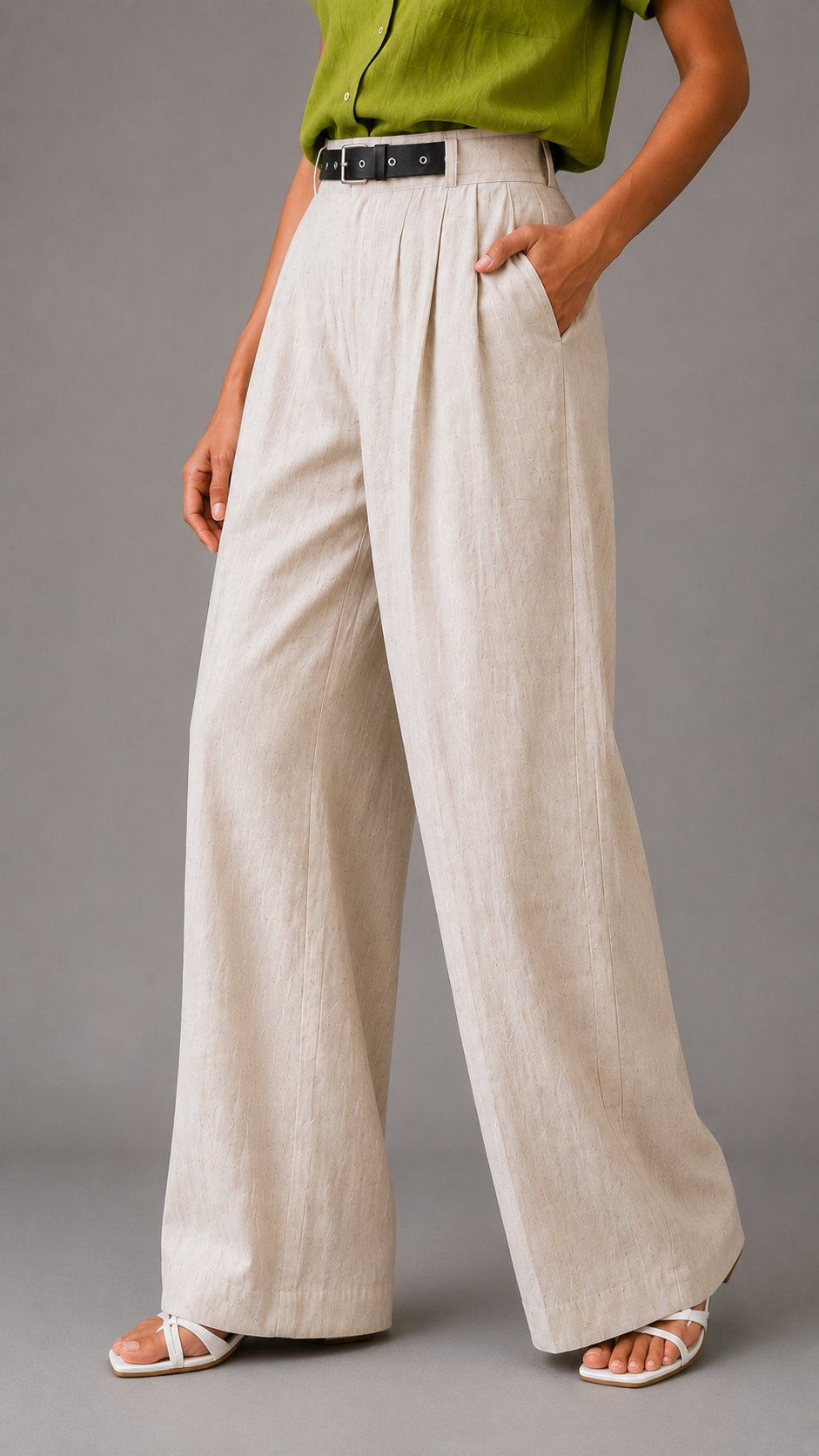 Belted Trouser For Women — Off White