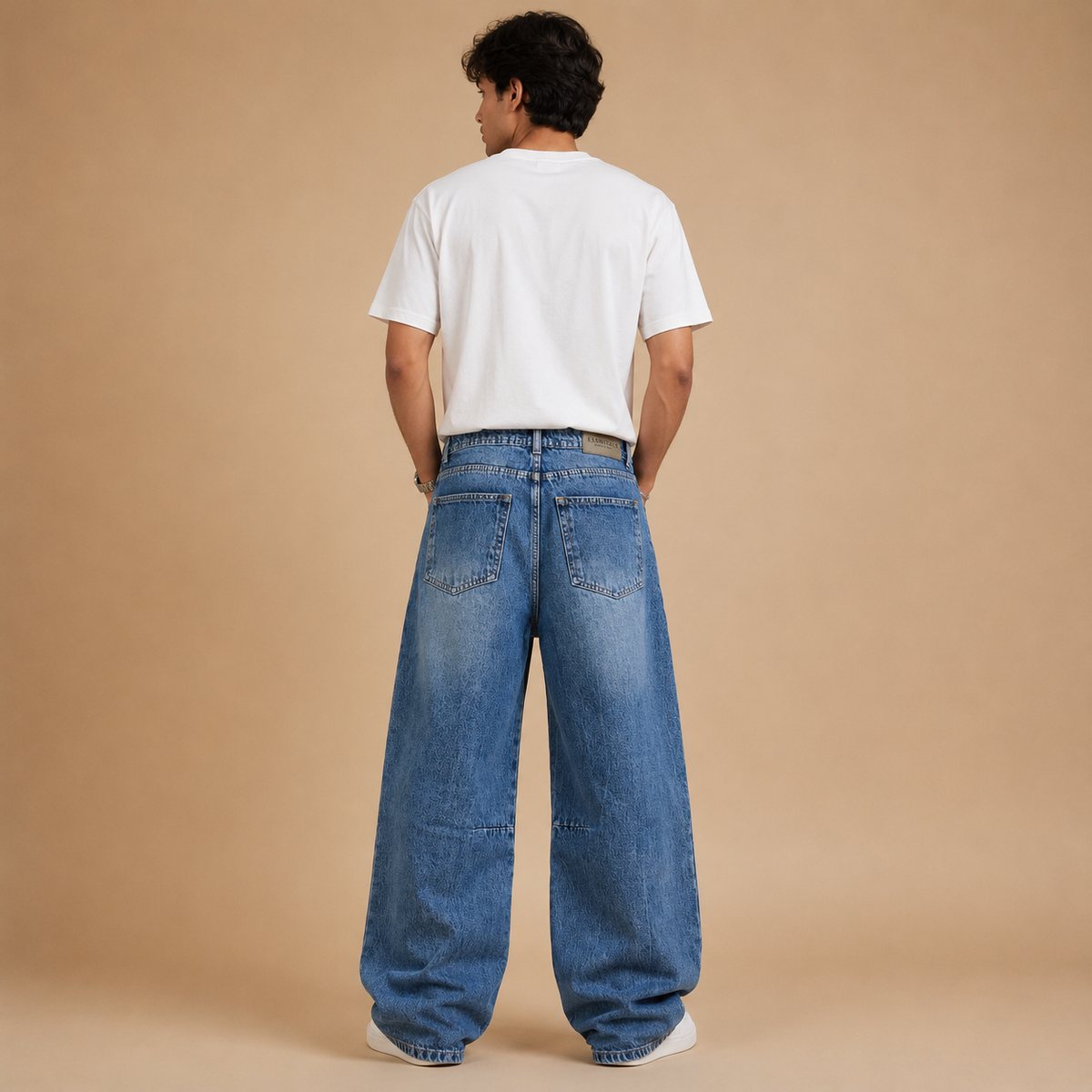 Blue Barrel Baggy Jeans — Blue