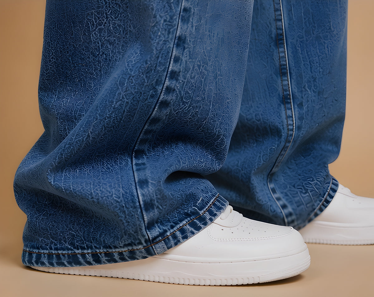 Blue Barrel Baggy Jeans — Blue