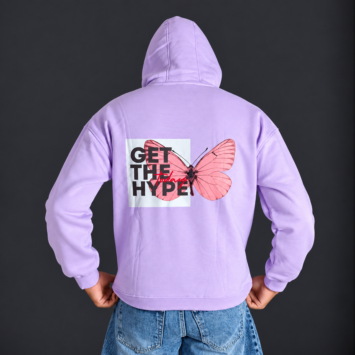 Ezion Libration Oversized Hoodie | Lavender Butterfly Streetwear