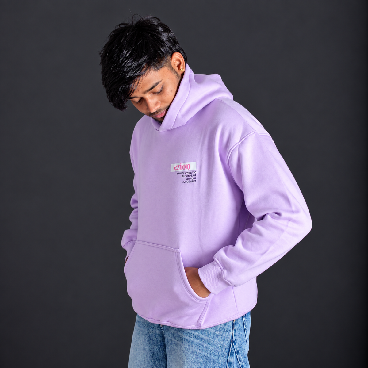 Ezion Libration Oversized Hoodie | Lavender Butterfly Streetwear