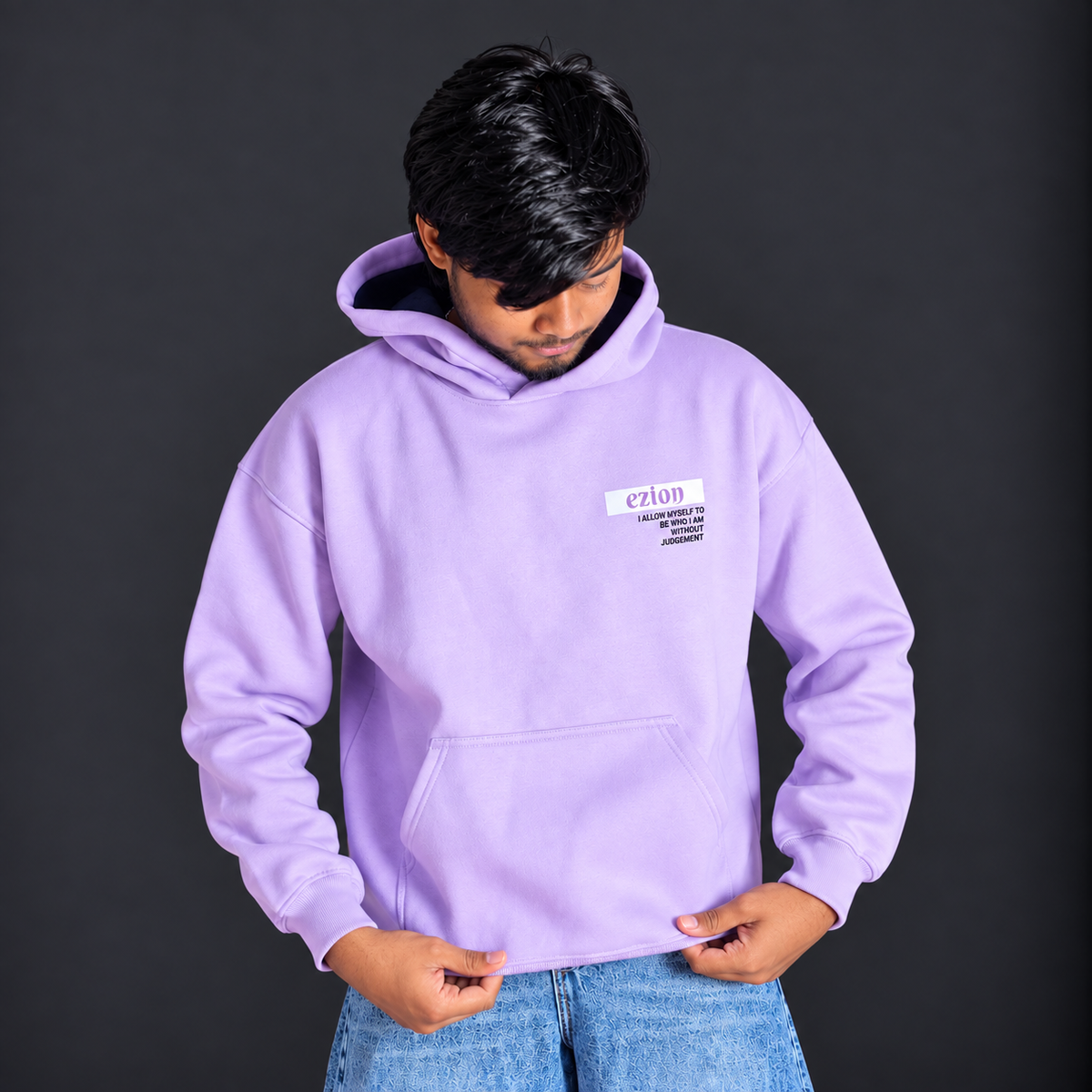 Ezion Libration Oversized Hoodie | Lavender Butterfly Streetwear