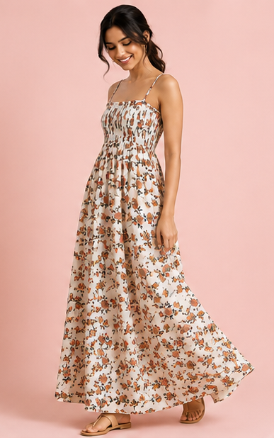 Floral Sundress One Piece For Women — Off-White