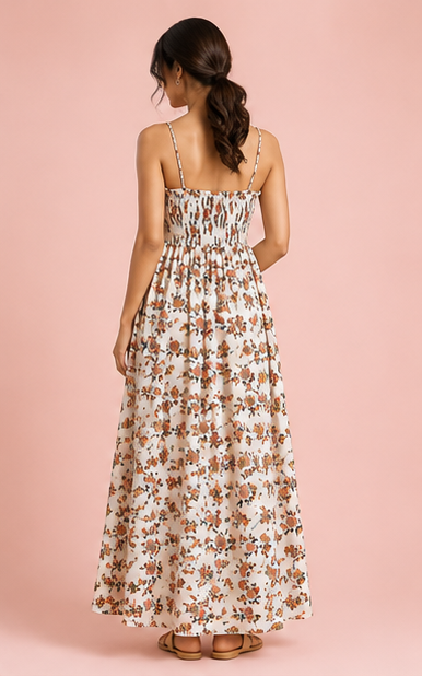 Floral Sundress One Piece For Women — Off-White