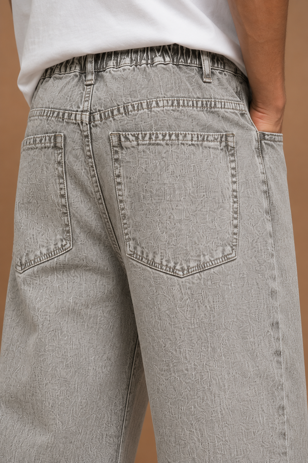 Grey Drawstring Denim — Ash Grey