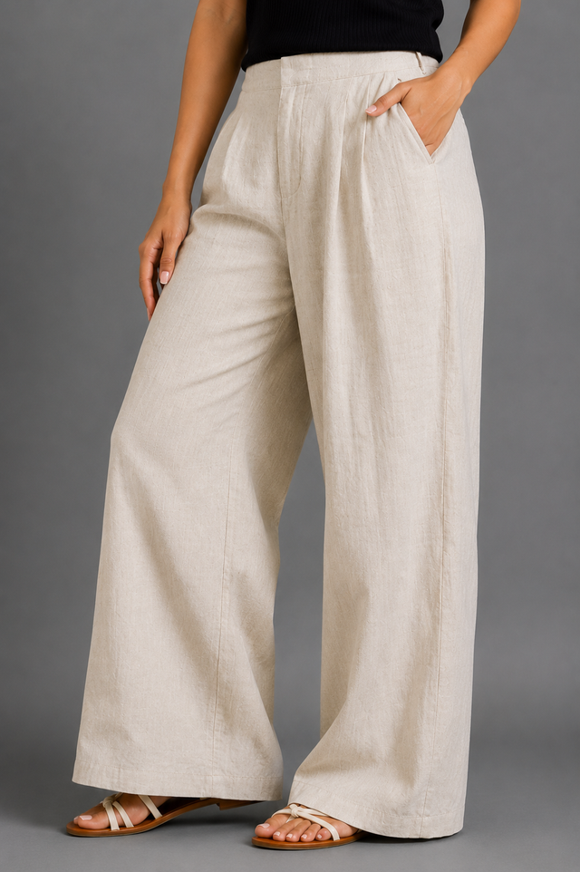 Linen Off-White Pant For Women — Off White