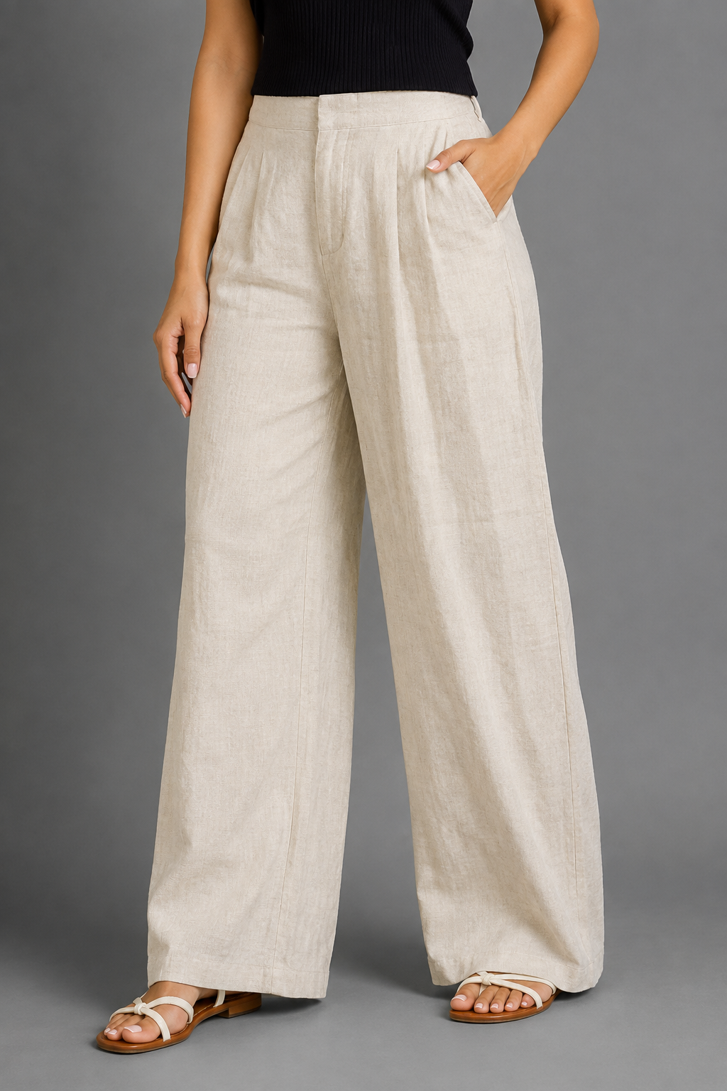 Linen Off-White Pant For Women — Off White