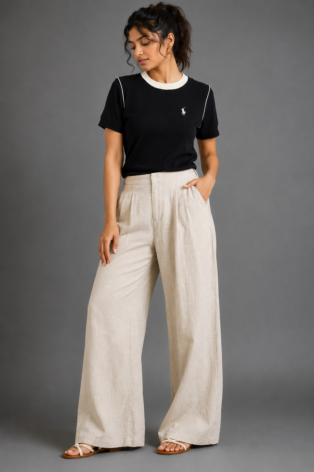 Linen Off-White Pant For Women — Off White