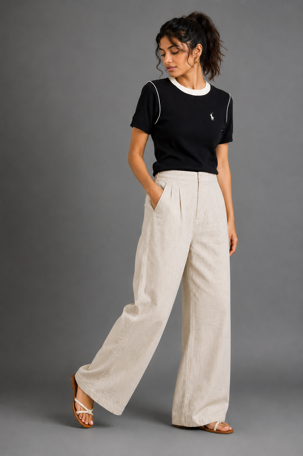 Linen Off-White Pant For Women — Off White
