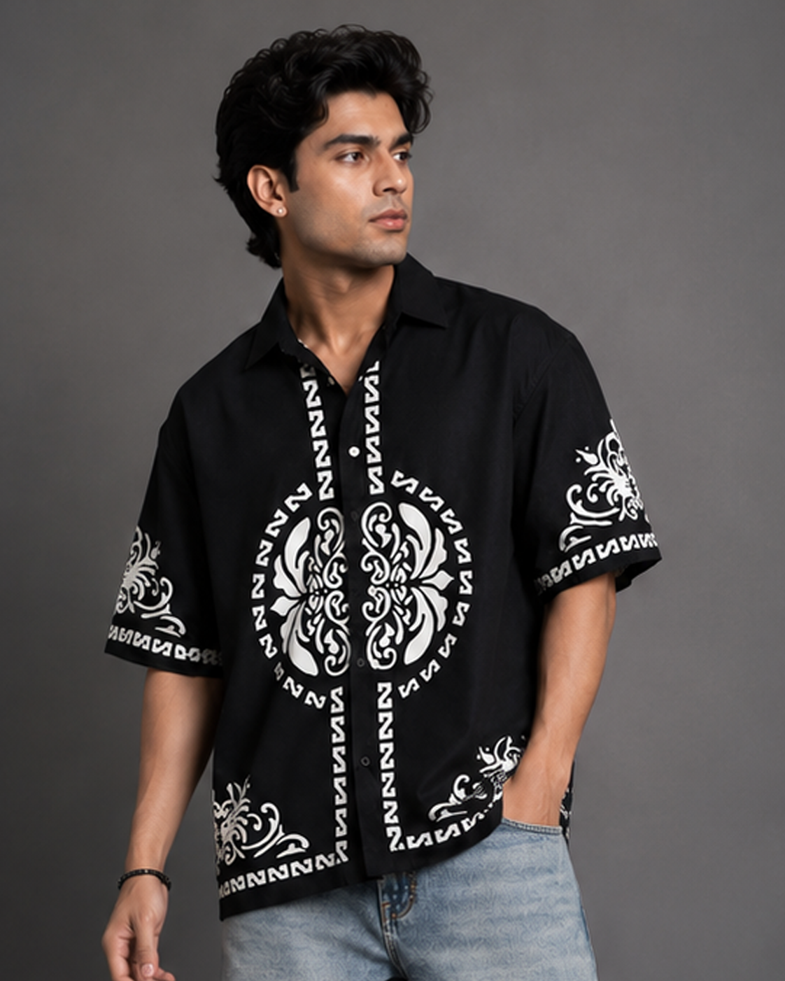 Miami Pattern Shirt — Black