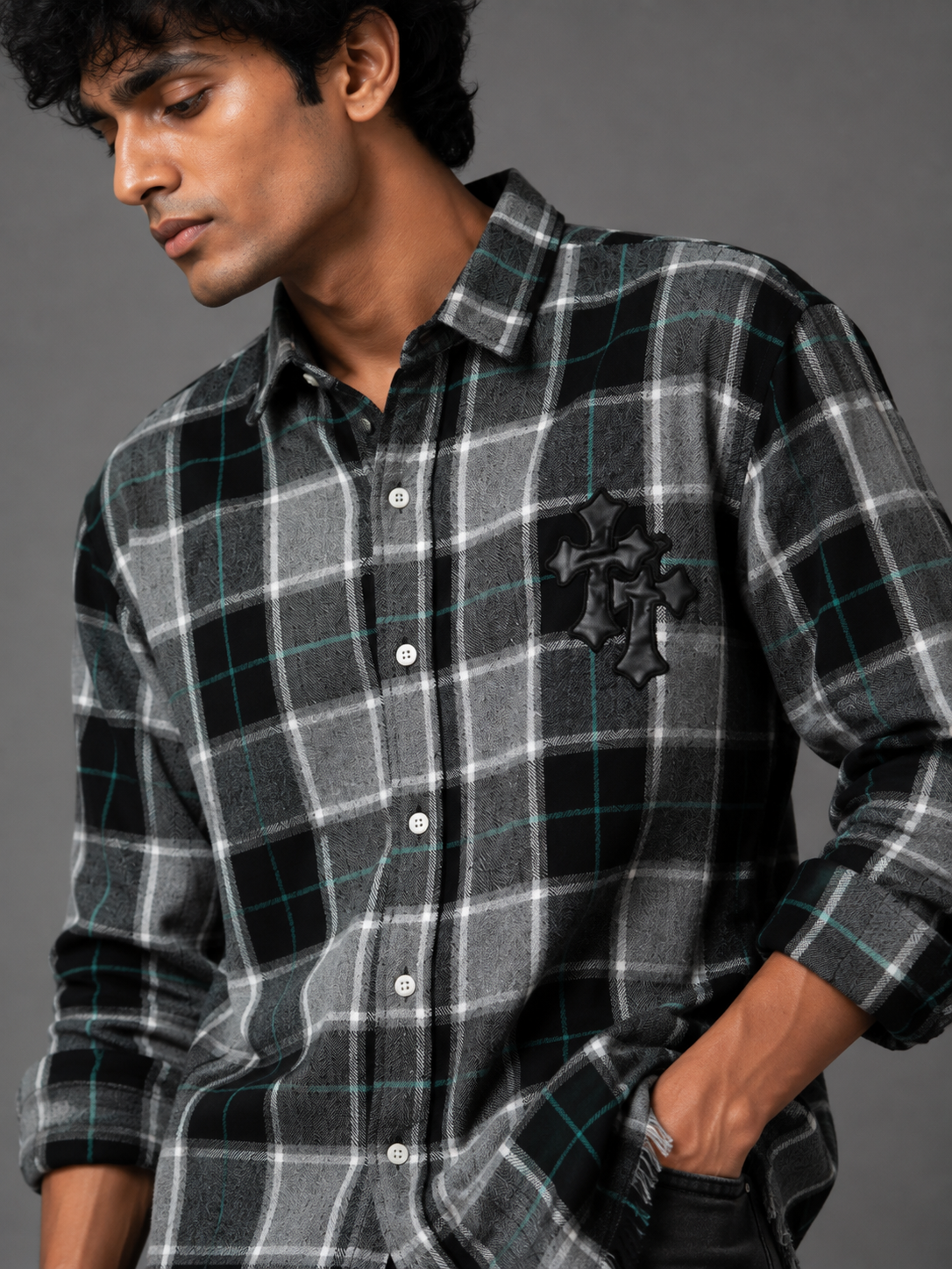 Monochrome Check Shirt — Black & Grey