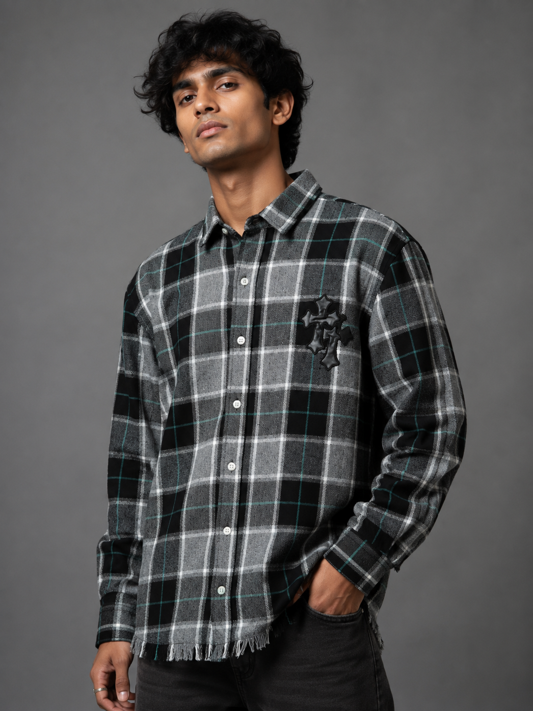 Monochrome Check Shirt — Black & Grey