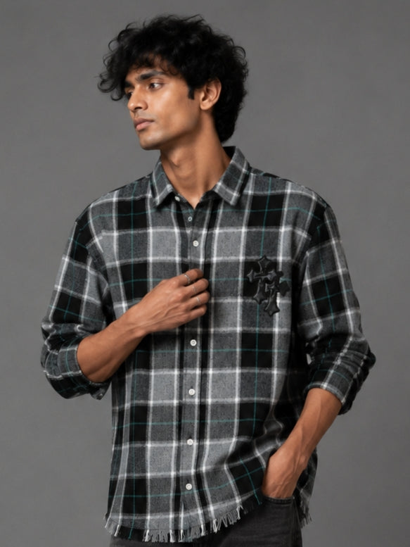 Monochrome Check Shirt — Black & Grey