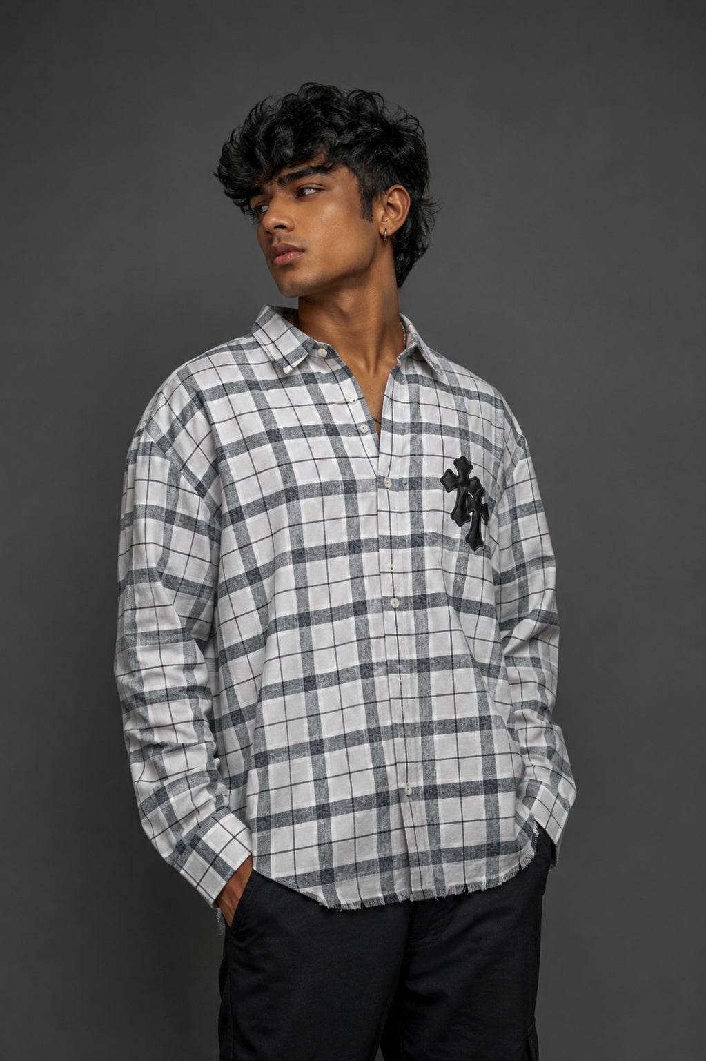 Monochrome Check Shirt — White & Grey