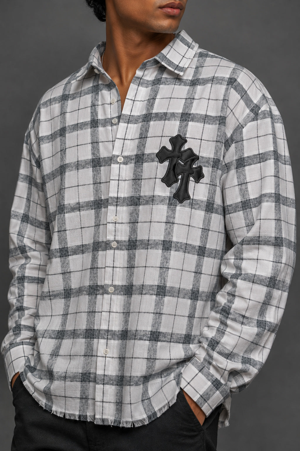 Monochrome Check Shirt — White & Grey
