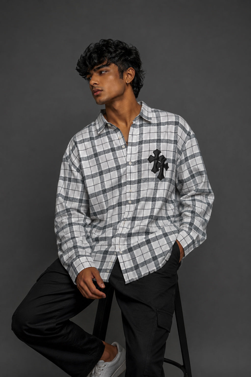 Monochrome Check Shirt — White & Grey