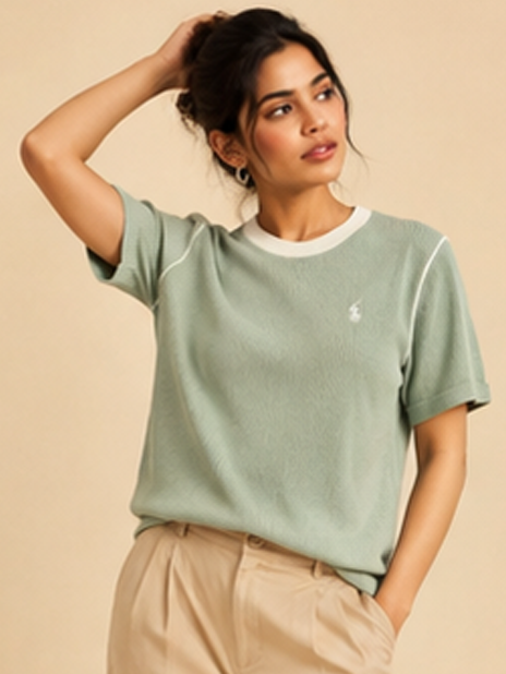 Plain Waffle Top For Women — Green