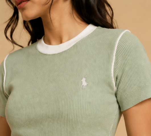 Plain Waffle Top For Women — Green