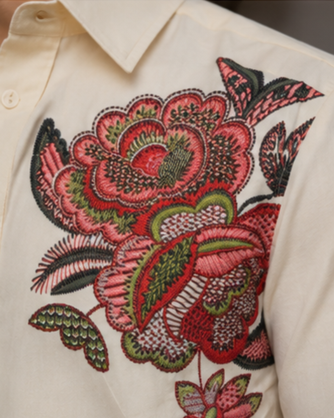 Premium Floral Shirt — Beige