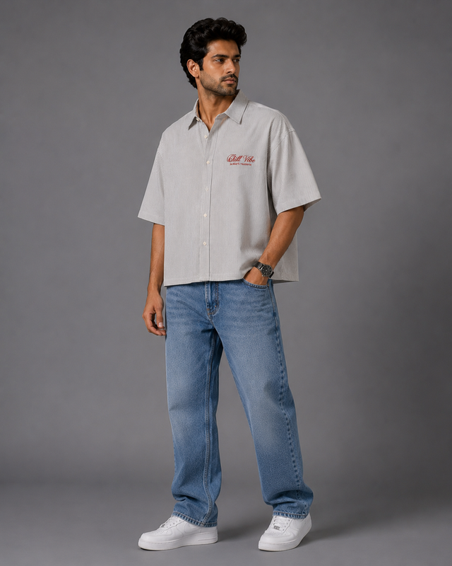 Printed Check Shirt — Grey
