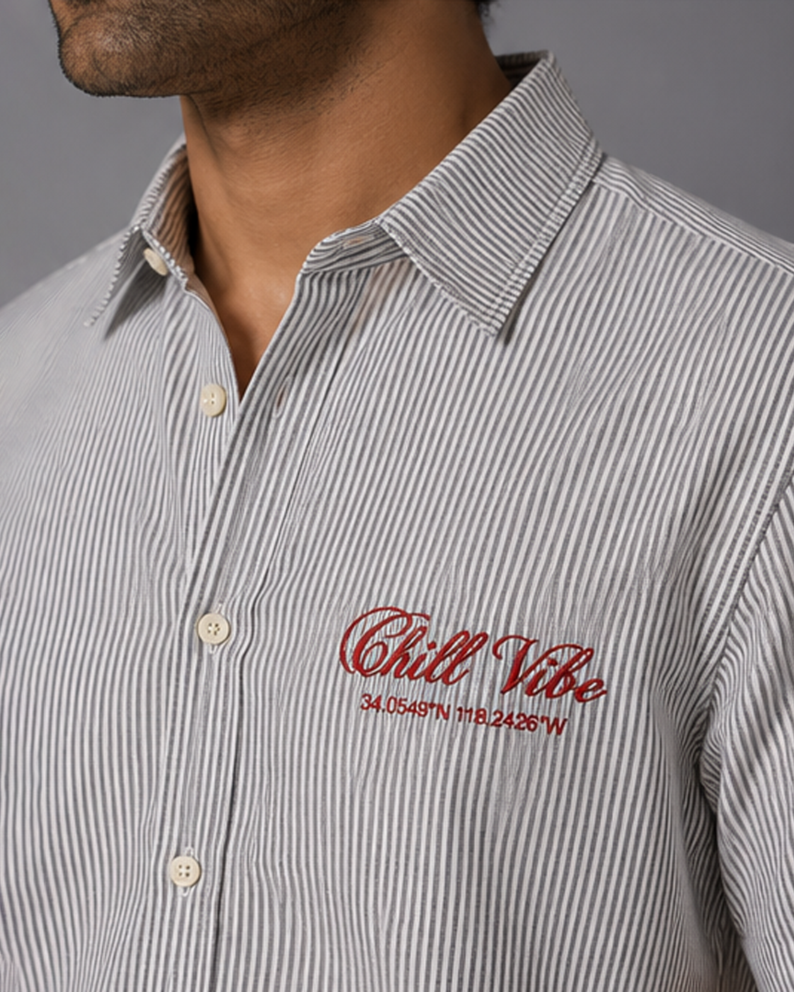 Printed Check Shirt — Grey