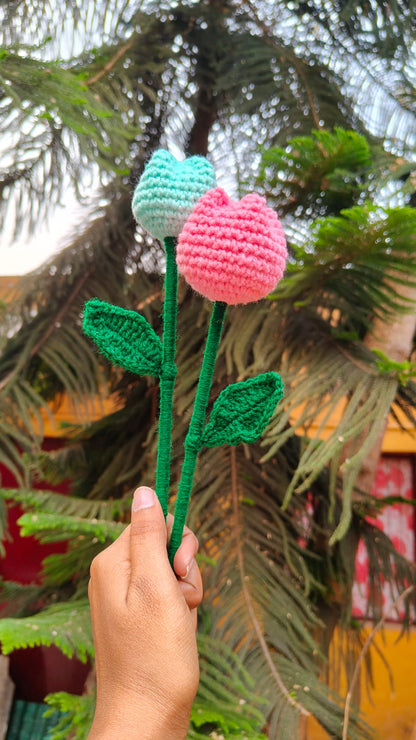 Deluxe Hand-Crocheted Mixed Wildflower Bouquet – Sunflower, Lily, & Tulips