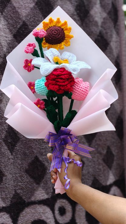 Handmade 3D Red Rose Crochet Bag with Elegant Pearl Strap