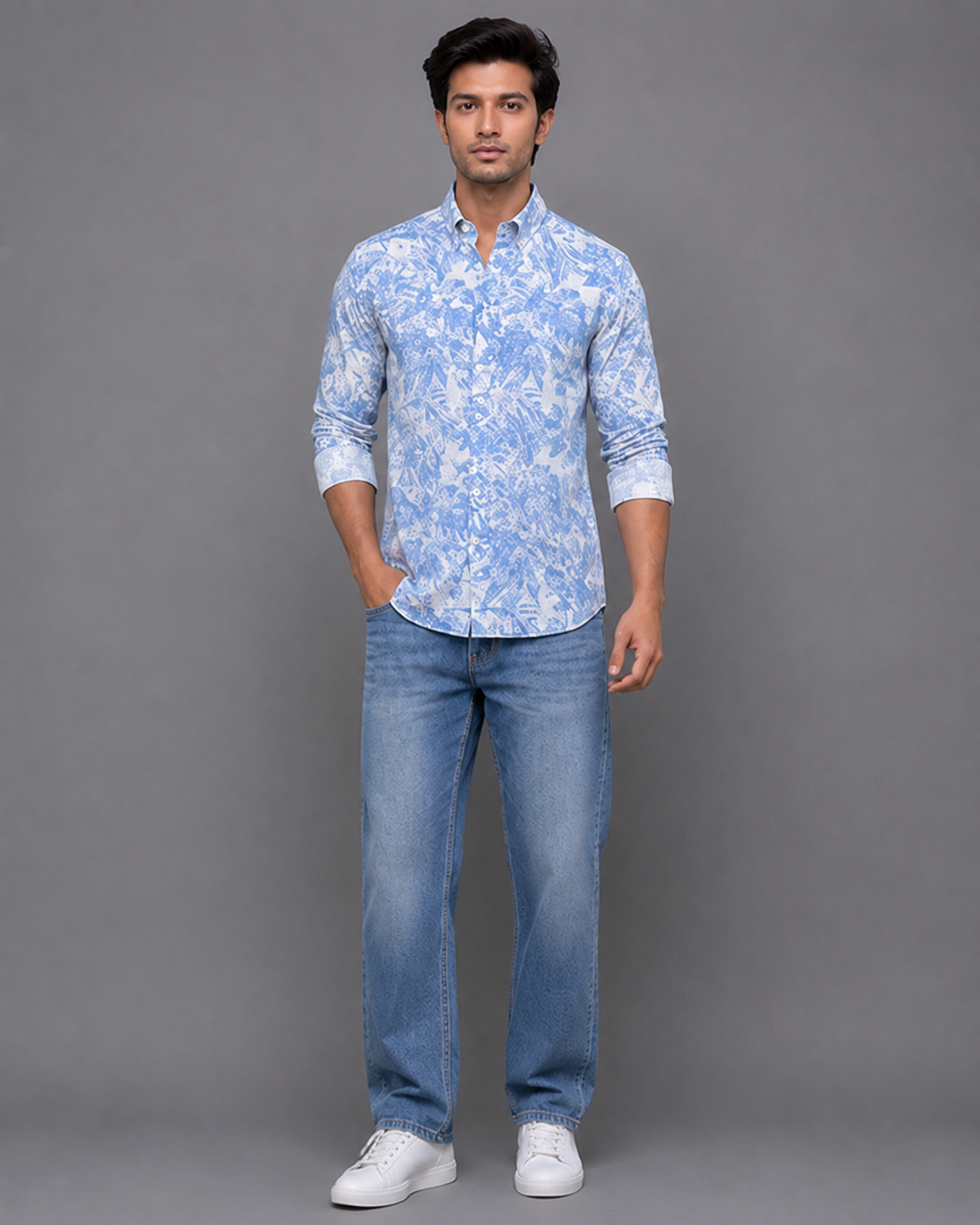 Textured Blue Shirt — Sky Blue