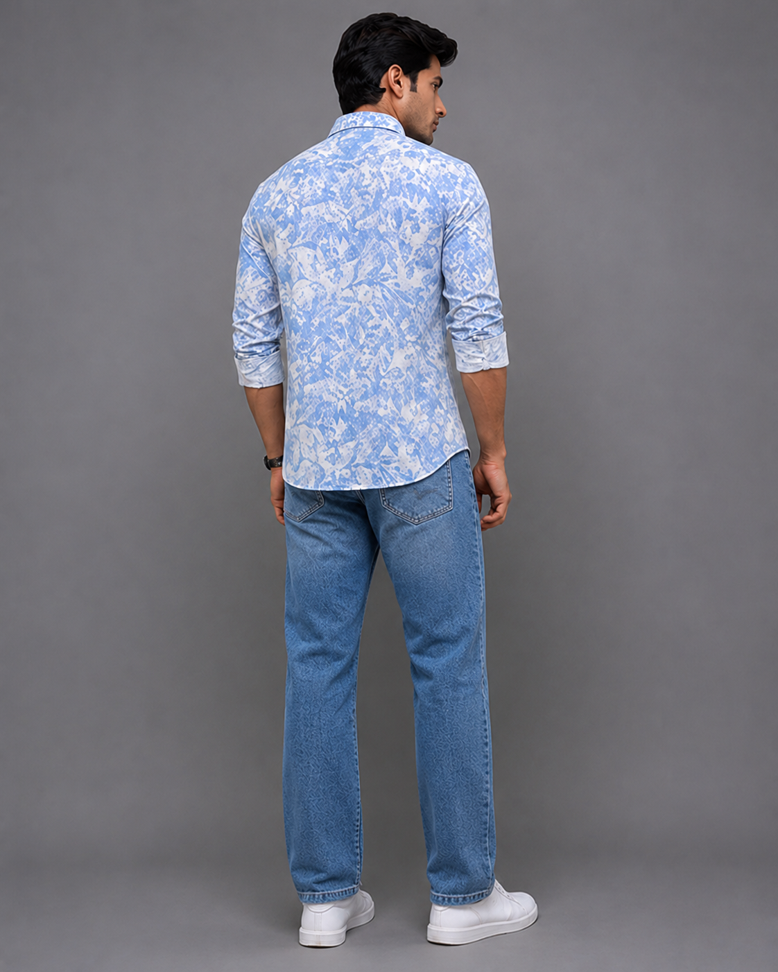 Textured Blue Shirt — Sky Blue