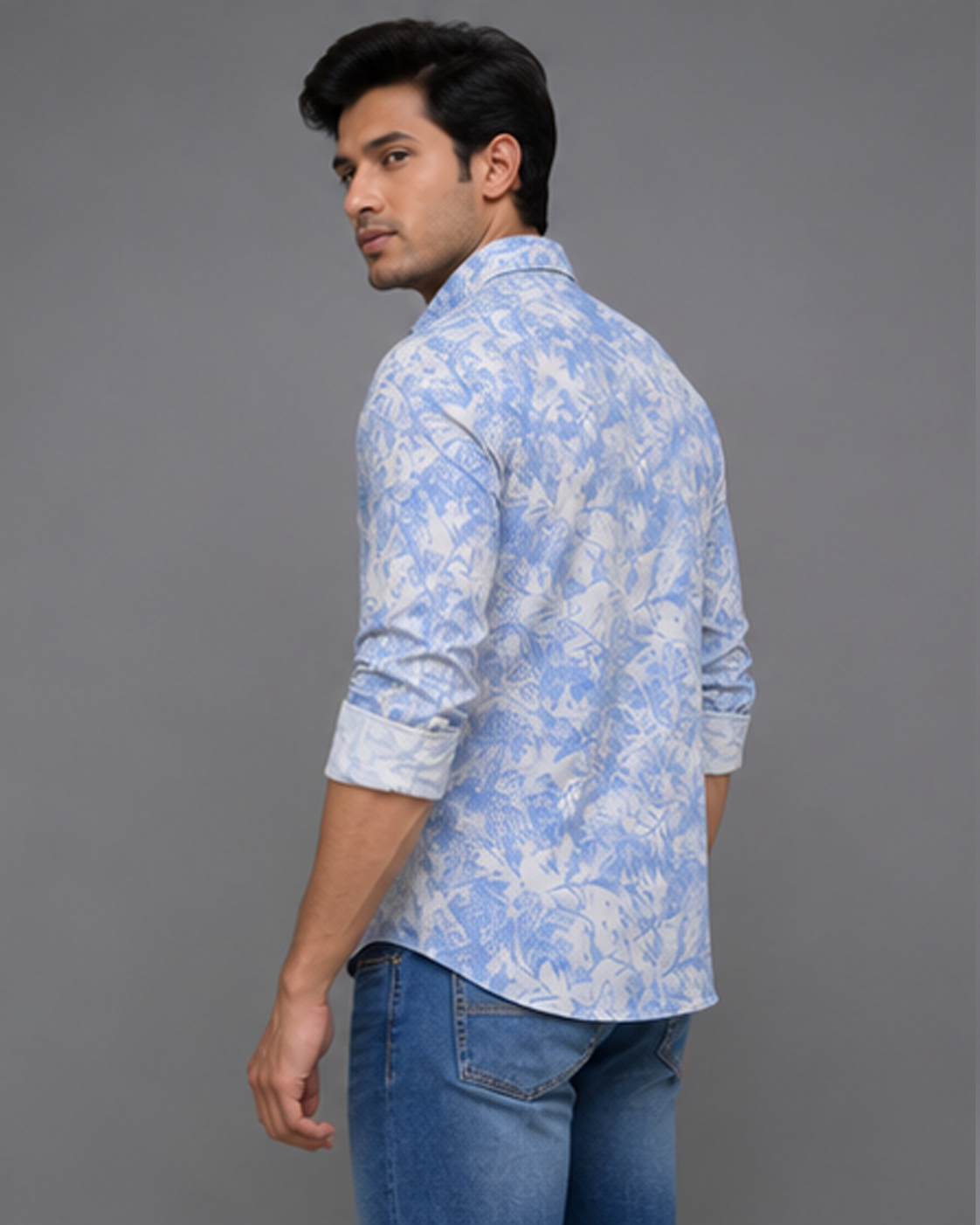 Textured Blue Shirt — Sky Blue
