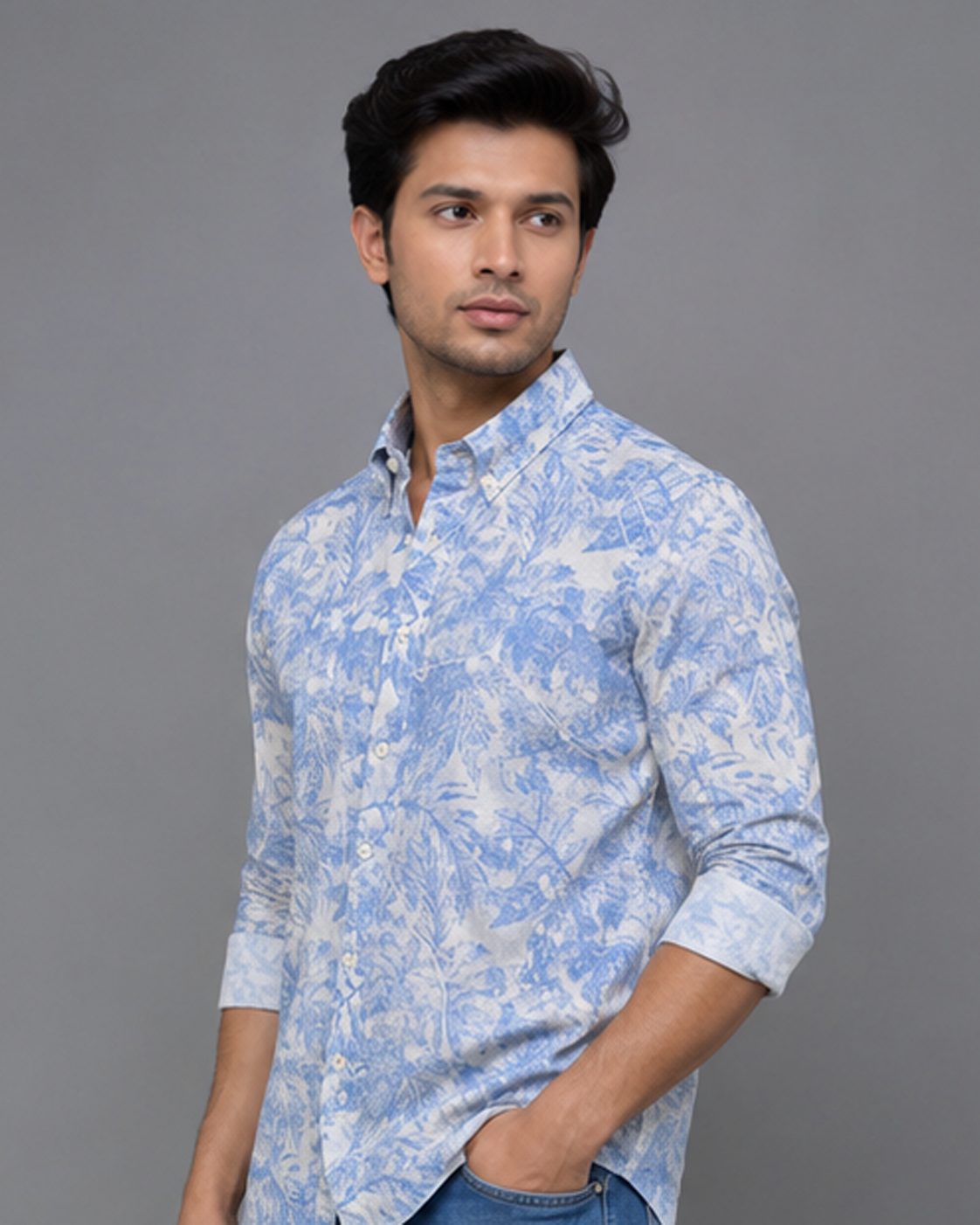 Textured Blue Shirt — Sky Blue