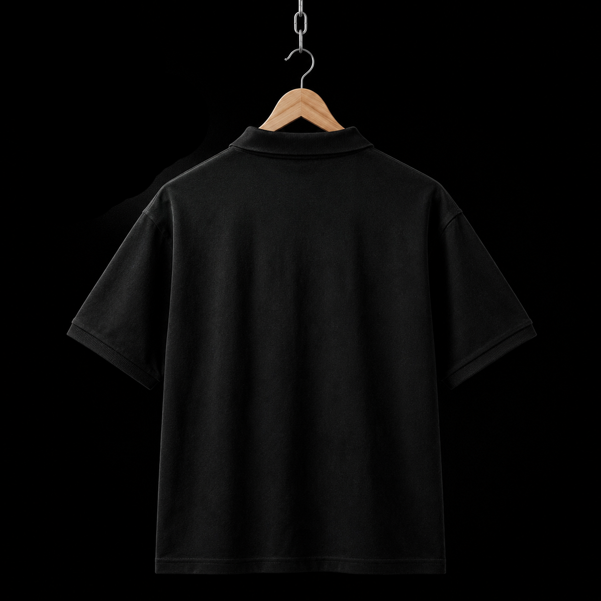 Zip Polo Tee — Black